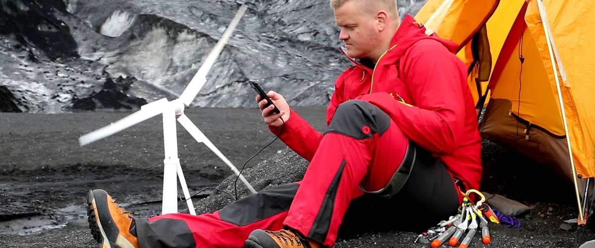 Trinity portable wind turbine for charging devices