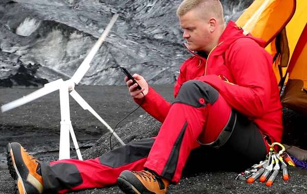 Trinity portable wind turbine for charging devices