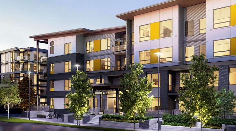 Rendering of River District Sustainable housing development In Vancouv