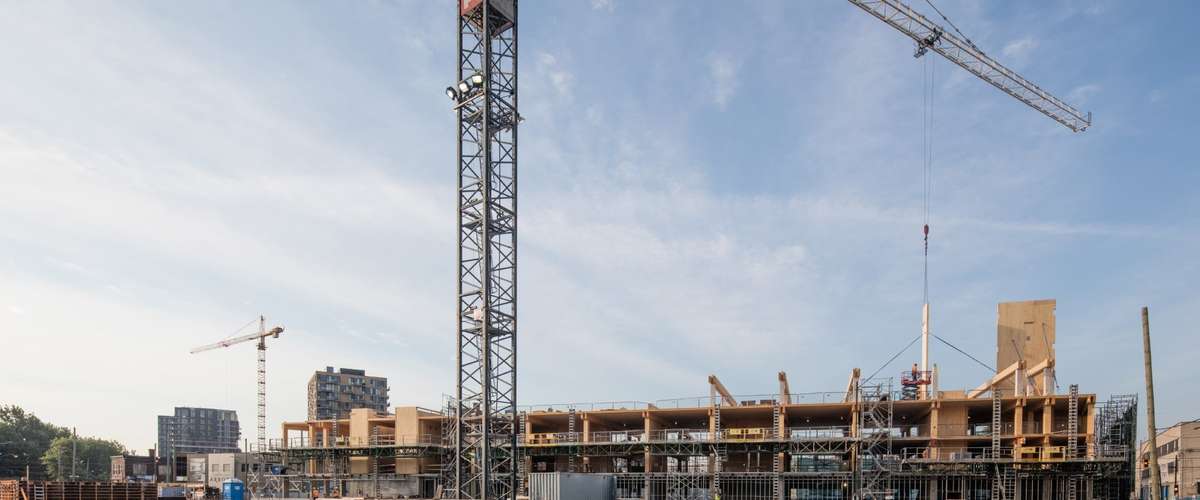 Wooden mid rise construction time lapse video