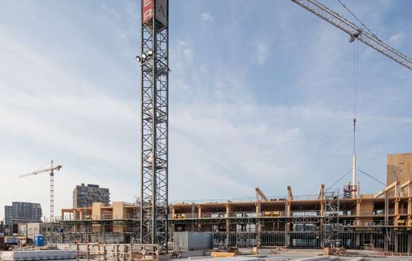 Wooden mid rise construction time lapse video