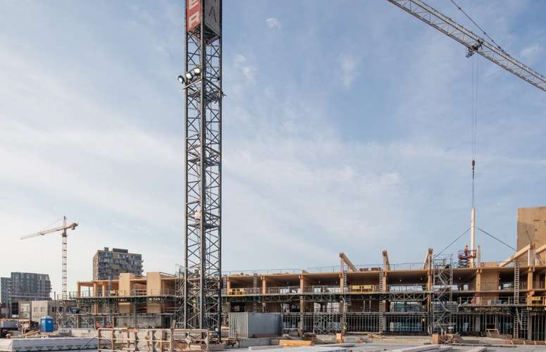 Wooden mid rise construction time lapse video