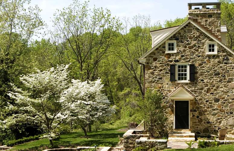 Restored stone farm house with efficient heating