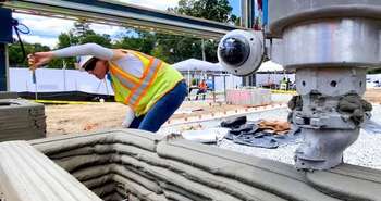 Construction of a 3D printed concrete home © all3dep.com