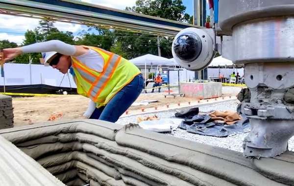 Construction of a 3D printed concrete home © all3dep.com
