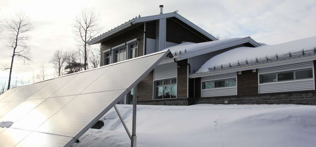 Solar panels power the Kenogami House in Saguenay, Quebec