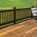 Freshly Stained Cedar Wood Deck after Renovating old Decking to Look Like New
