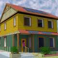 Artistic rendition of the 2000 square foot sustainable home being buil
