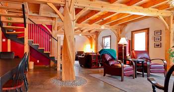 Concrete floors and timber frame as thermal mass
