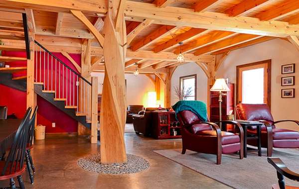 Concrete floors and timber frame as thermal mass