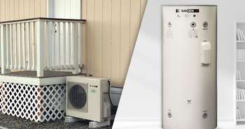 Exterior compresssor heat pump water heater