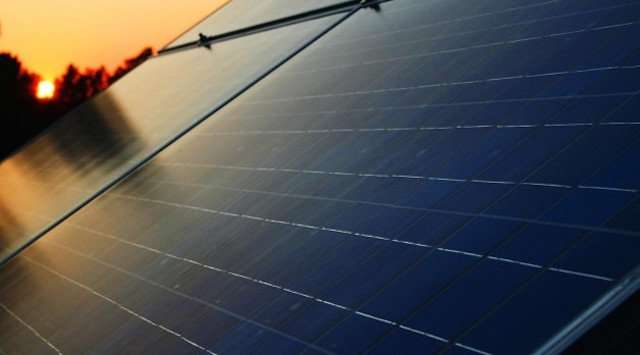 Solar Panel and the Sunset