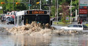 Flooded streets impervious surfaces - Calgary Alberta