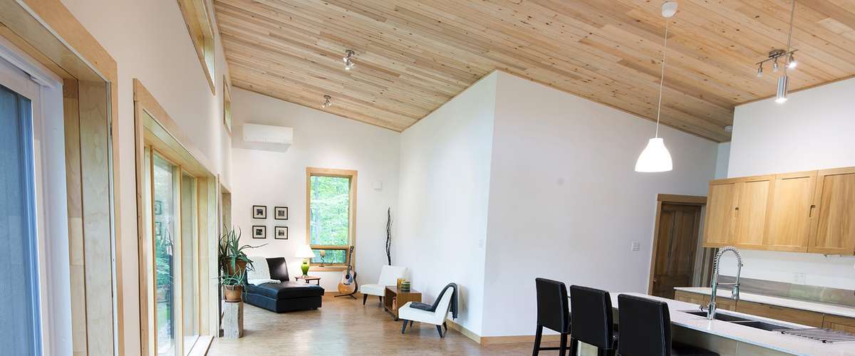 wood ceiling in Reclaimed sunken lumber