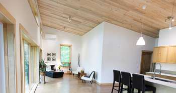 wood ceiling in Reclaimed sunken lumber