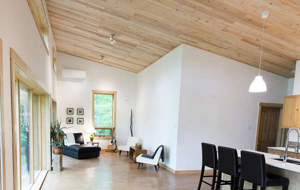 wood ceiling in Reclaimed sunken lumber