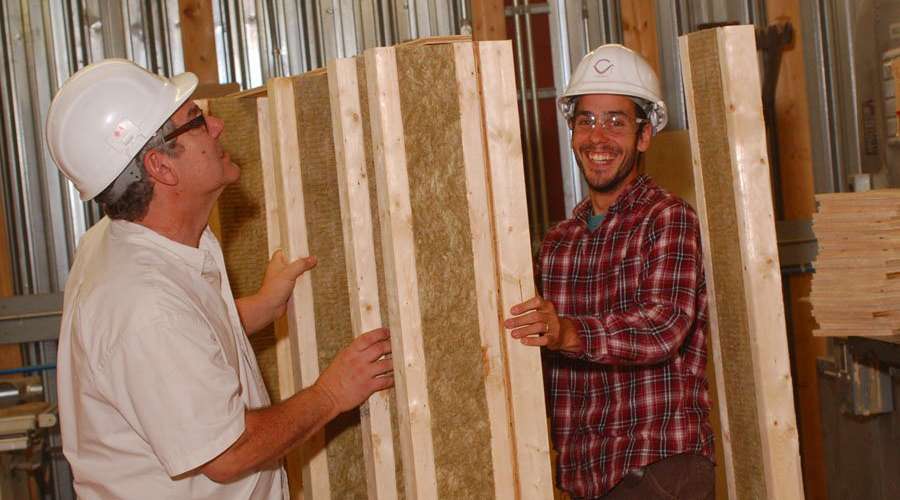 Teachers experimenting with insulated I-joists as wall studs