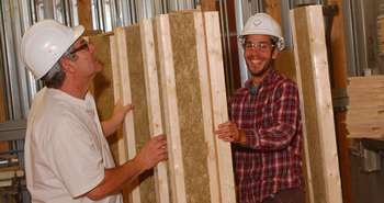 Teachers experimenting with insulated I-joists as wall studs