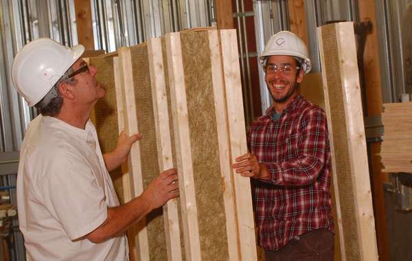 Teachers experimenting with insulated I-joists as wall studs