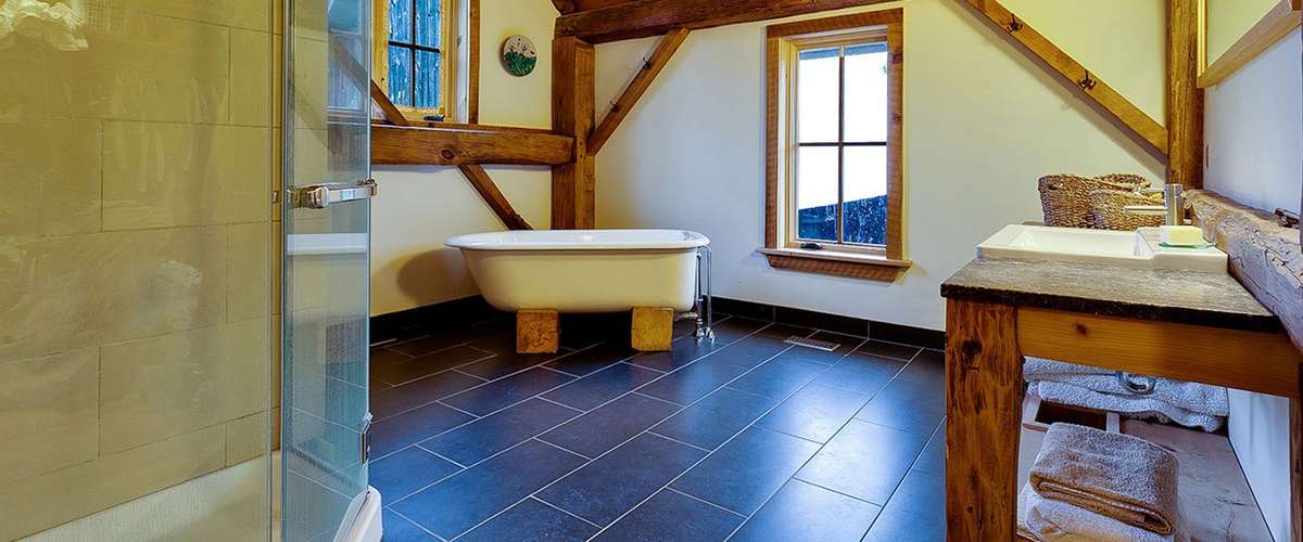 Radiant floor heat in a bathroom