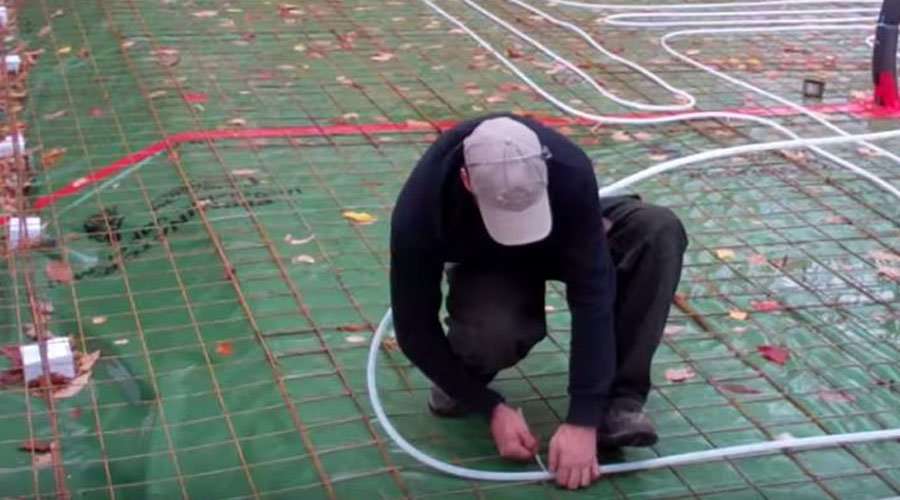 Radiant floor tube installation