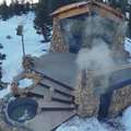 Snowboarder, Mike, Basich's, off-grid cabin in the woods with hot tub