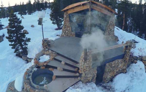 Snowboarder, Mike, Basich's, off-grid cabin in the woods with hot tub