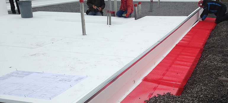 Skirt details for frost protected shallow foundation slab forms 