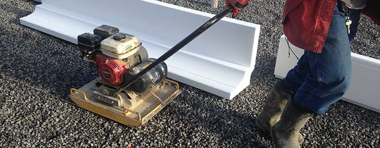 Compacting gravel under frost protected shallow foundation forms