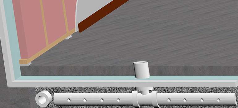 Radon gas prevention, mold prevention and remedial insulation in basements detail