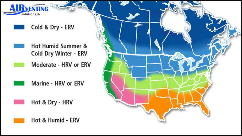 HRV or ERV System based on location map