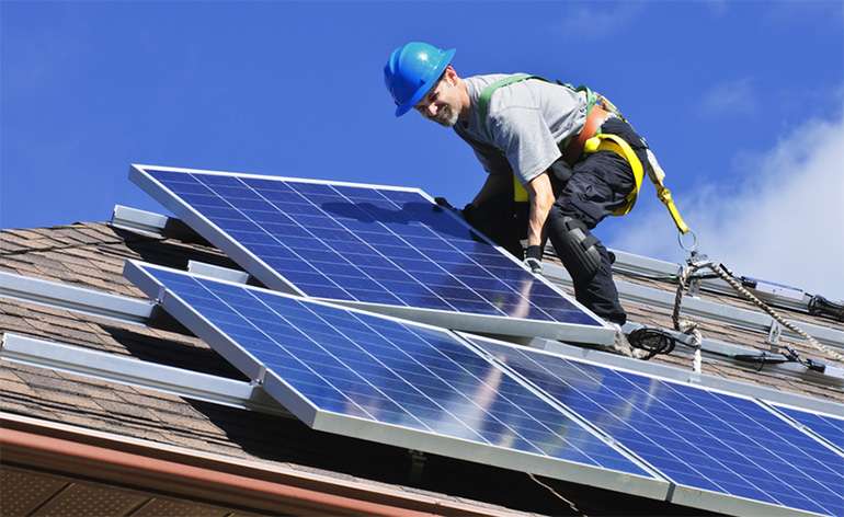 Roof top solar panel installation 