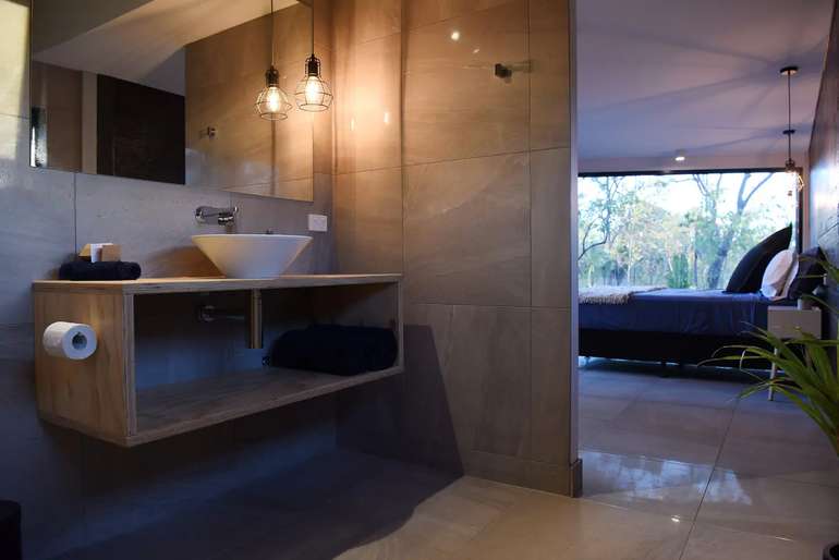 Ensuite in master for this shipping container home