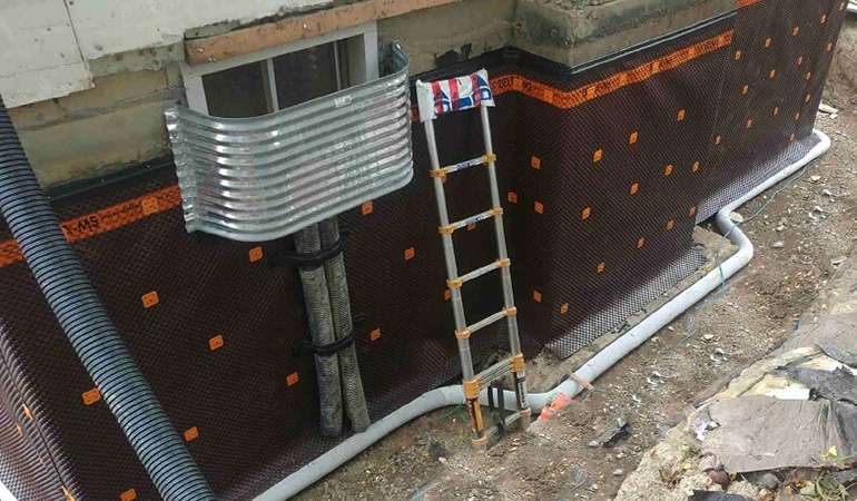 waterproof foundation membranes and drainage to prevent basement floods