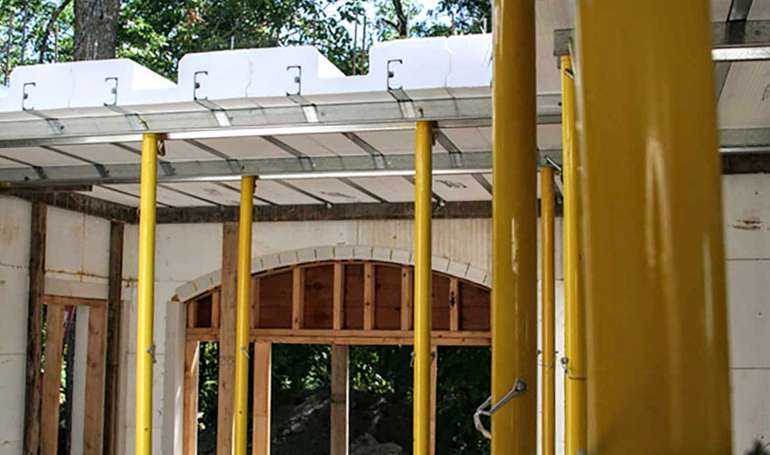 ICF Deck forming systems still need deck bracing systems to take the weight until the concrete is cured