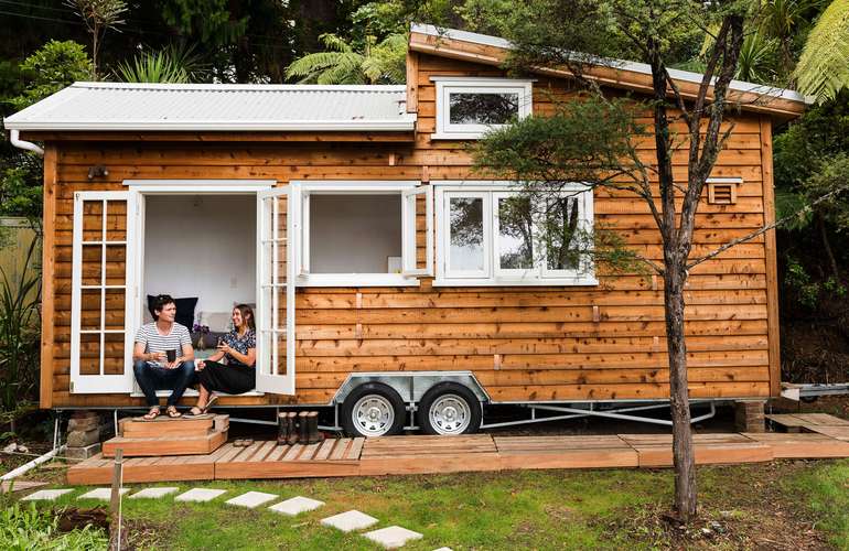 A legally parked Tiny Home in a backyard