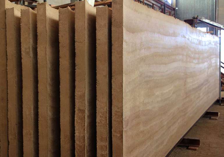 Precast rammed earth wall panels