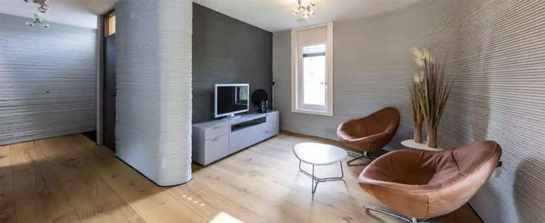 Intérieur de la première maison allemande imprimée en 3D © Peri AG