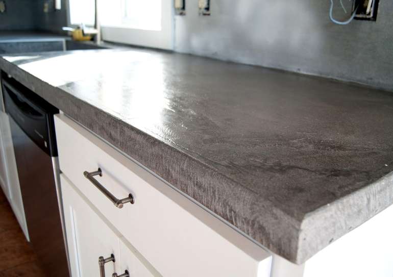 poured and pre-cast concrete kitchen countertops