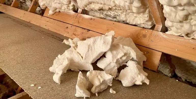 Closed cell spray foam v open cell spray foam comparison - spray foam is difficult to remove, it shrinks, and it condemns the materials it is stuck to preventing the possibility of recycling them