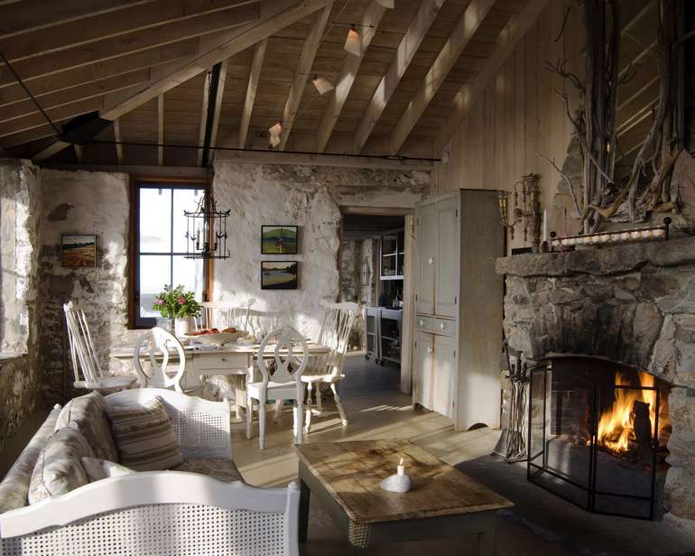 stone farm house interior before fitting insulation