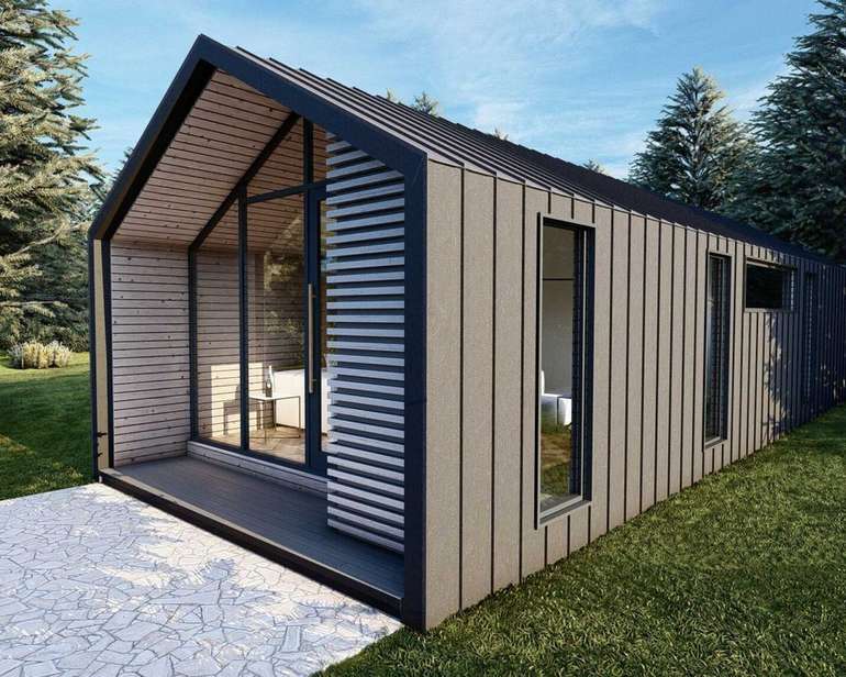 Prefab house that can be put on screw piles and be moved @ Urban outbuildings