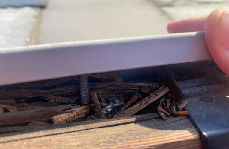 Water rot and damage caused by a leaking skylight or Velux roof window