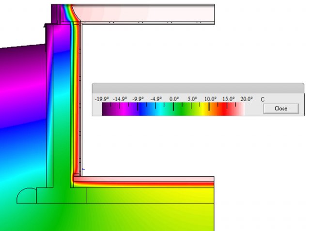 Thermal image of basement insulation and heat loss