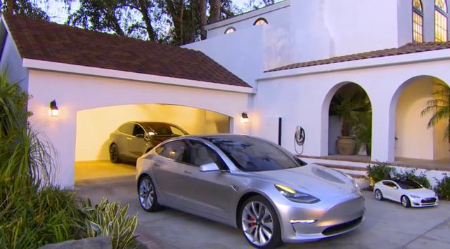 Tesla Model 3 and Tuscan Solar Roof shingles