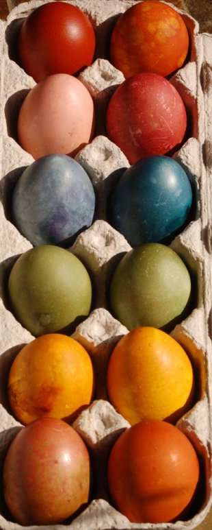 Non-toxic, naturally dyed Easter eggs